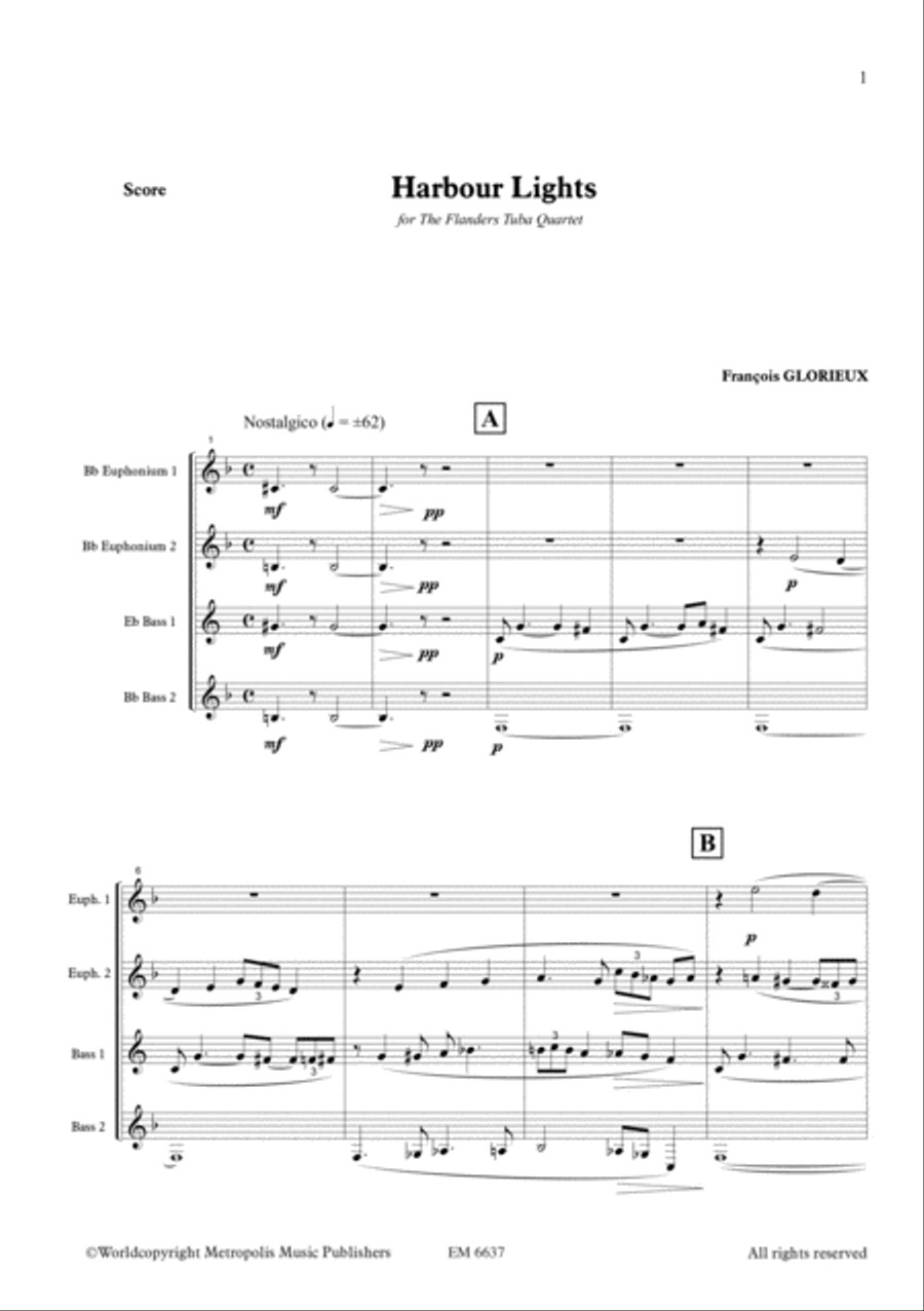 Harbour Lights for Tuba Quartet Tuba Quartet scores gallery preview page 2