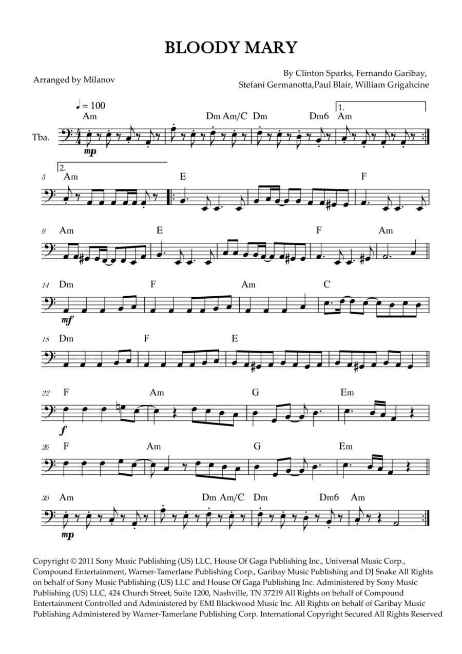 Bloody Mary Bloody Mary Tuba scores gallery preview page 1