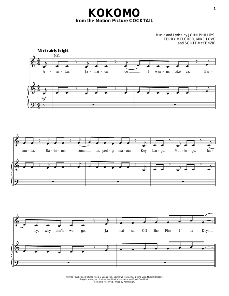 Kokomo Acoustic Guitar scores gallery preview page 1
