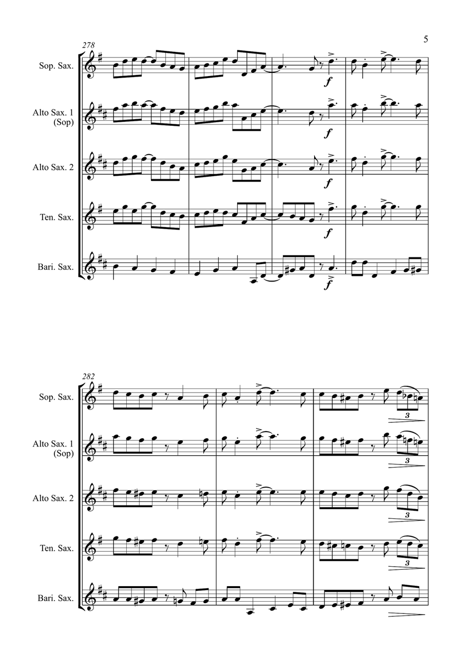 O Christmas Tree (O Tannenbaum) - Jazz Carol for Saxophone Quartet Saxophone Quartet scores gallery preview page 5