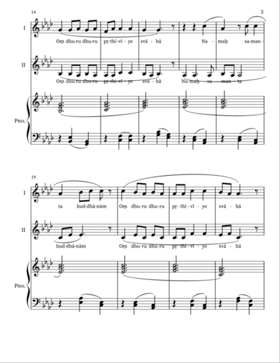 Pacify the Land Mantra - 2 part voice and piano SA scores gallery preview page 3