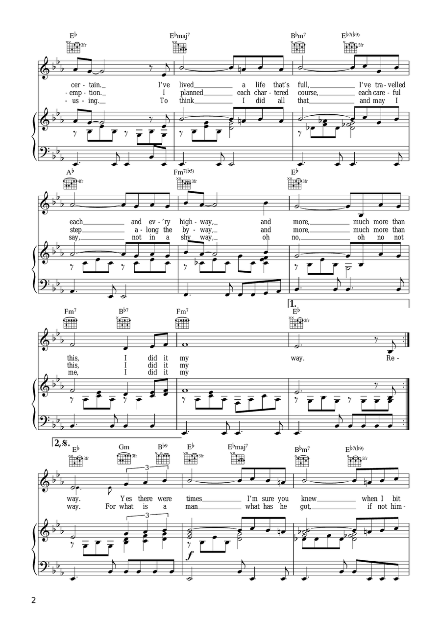My Way Piano, Vocal, Guitar scores gallery preview page 2