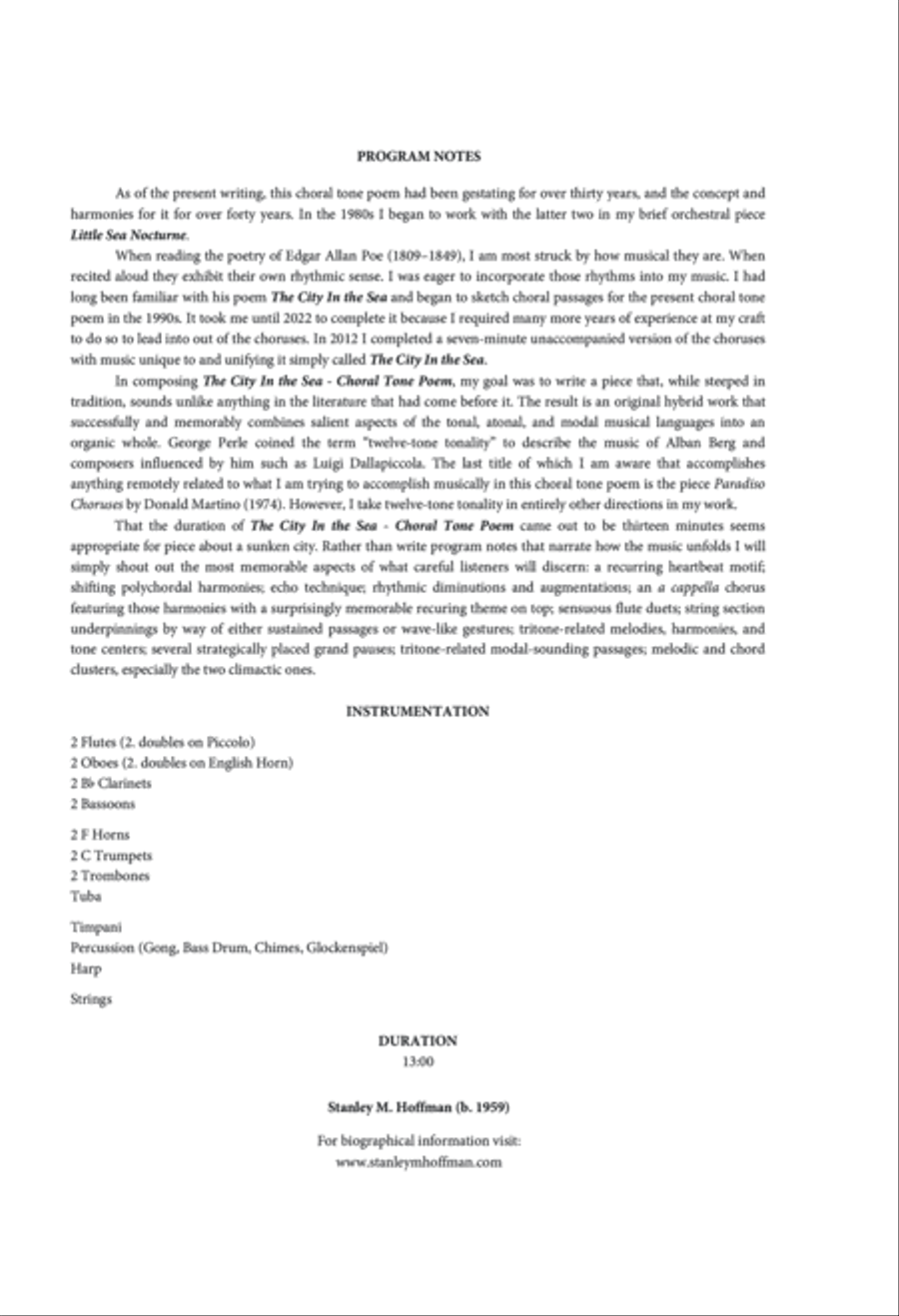 The City In the Sea: Choral Tone Poem 4-Part scores gallery preview page 2