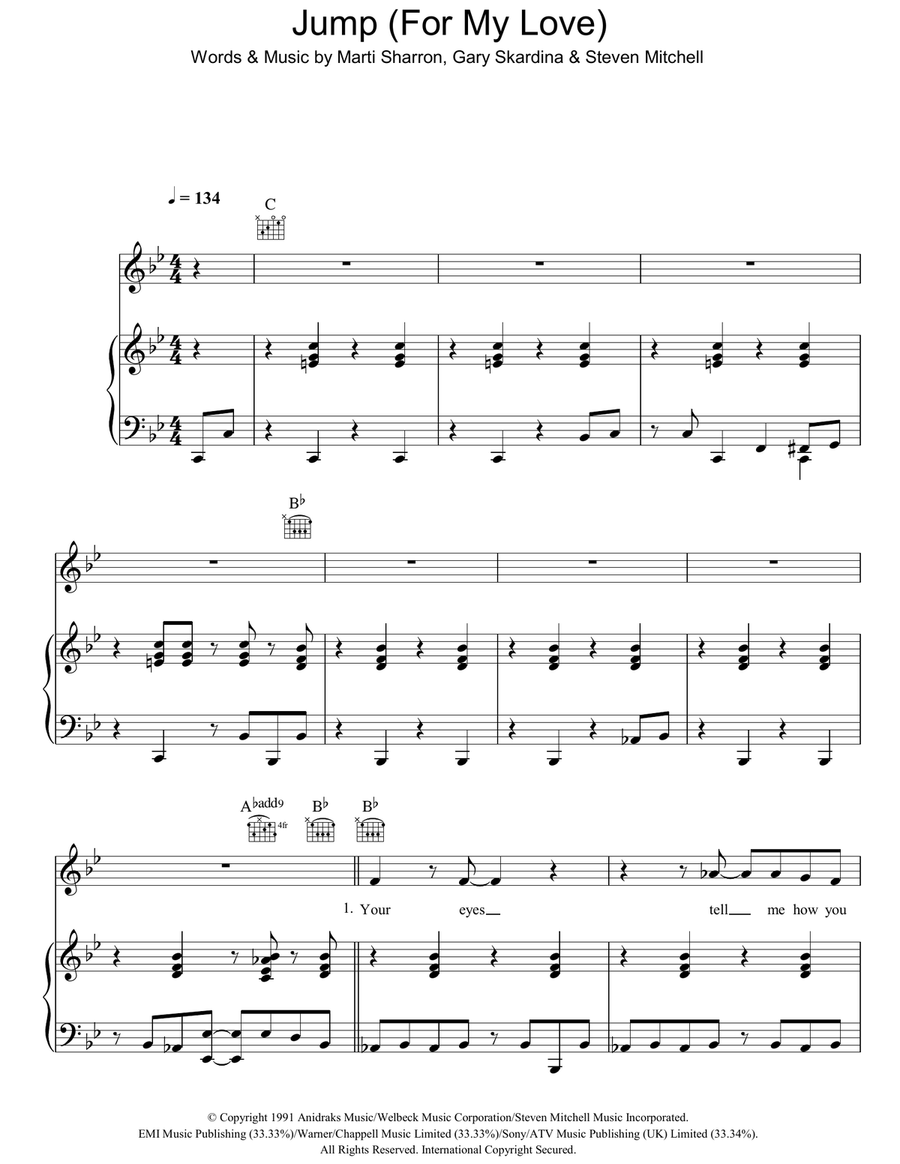 Jump (For My Love) Acoustic Guitar scores gallery preview page 1