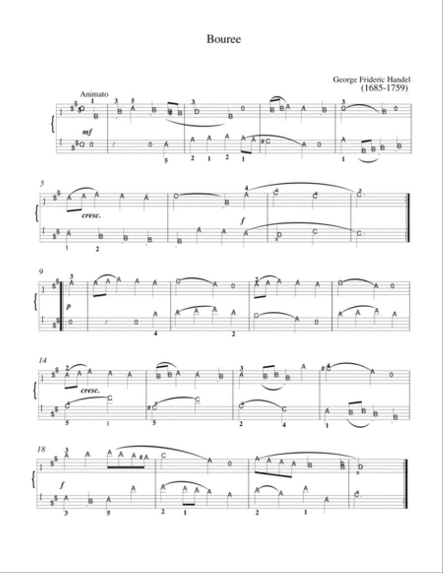 Handel - 3 easy piano pieces(Minuet No.1,Bouree,Gavotte) Easy Piano scores gallery preview page 2