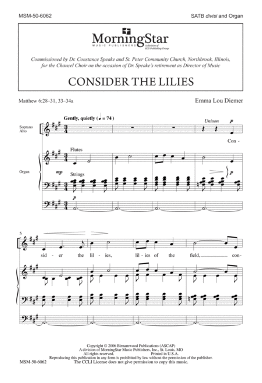 Consider the Lilies Divisi scores gallery preview page 2