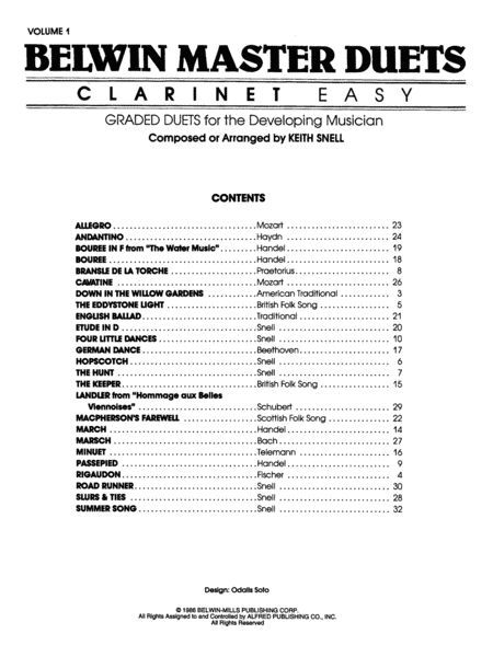 Belwin Master Duets (Clarinet), Volume 1