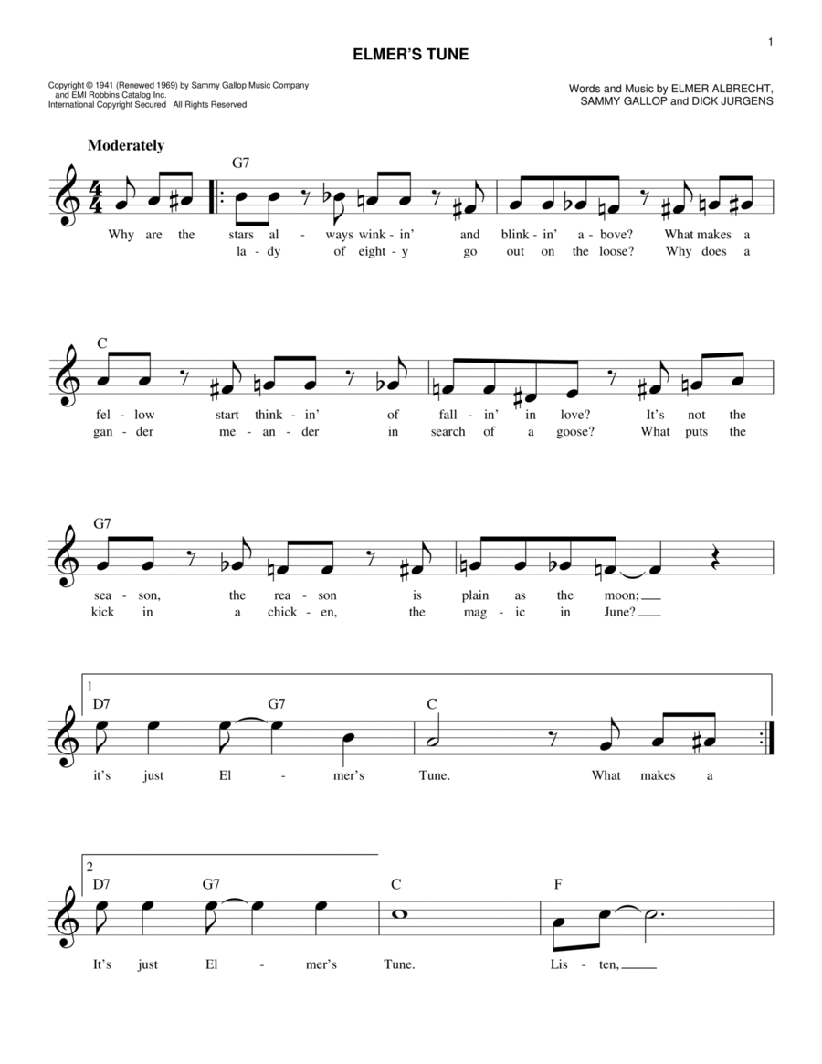 Elmer's Tune Piano scores gallery preview page 1