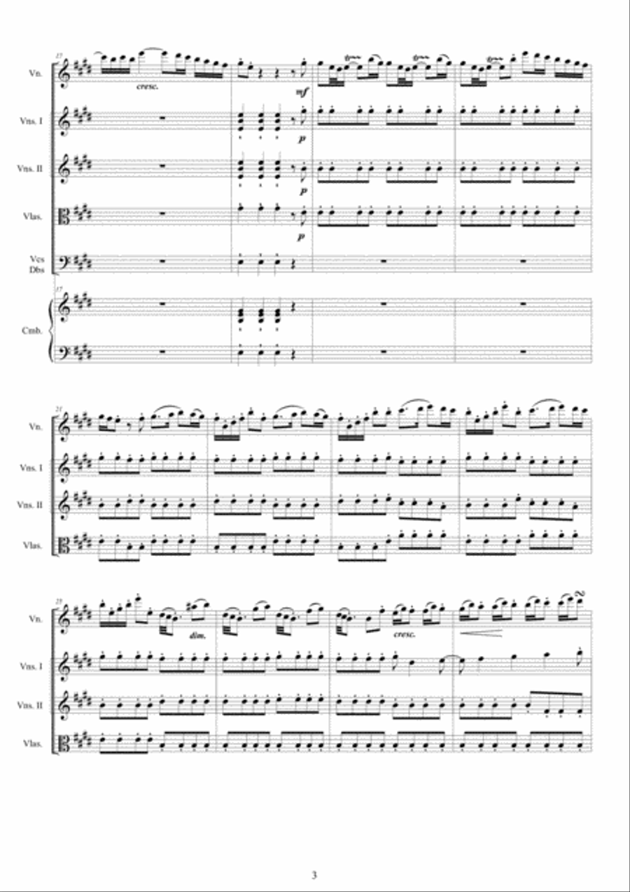 Vivaldi - Violin Concerto No.4 in E major RV 263 Op.9 for Violin, Strings and Cembalo Chamber Orchestra scores gallery preview page 3