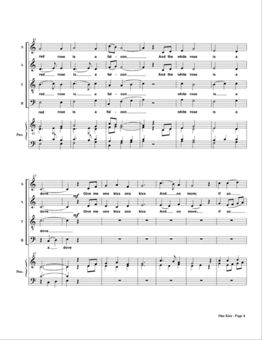 One Kiss 4-Part scores gallery preview page 6