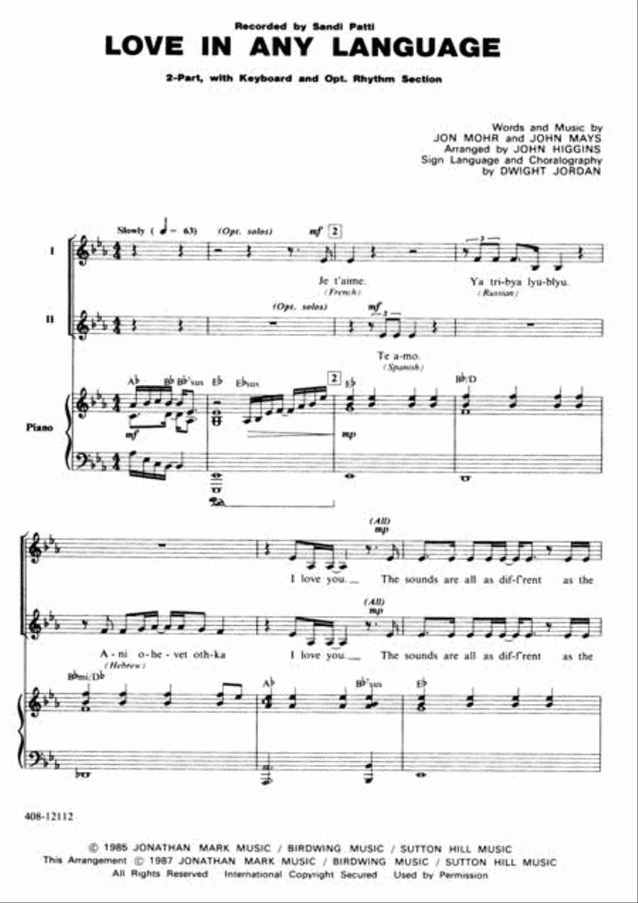 Love in Any Language 2-Part scores gallery preview page 2