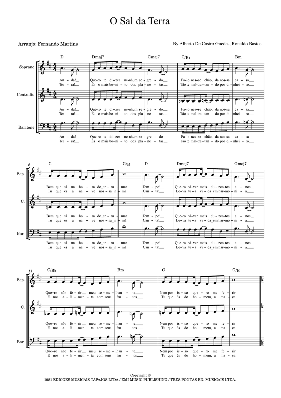 O Sal Da Terra 3-Part scores gallery preview page 1