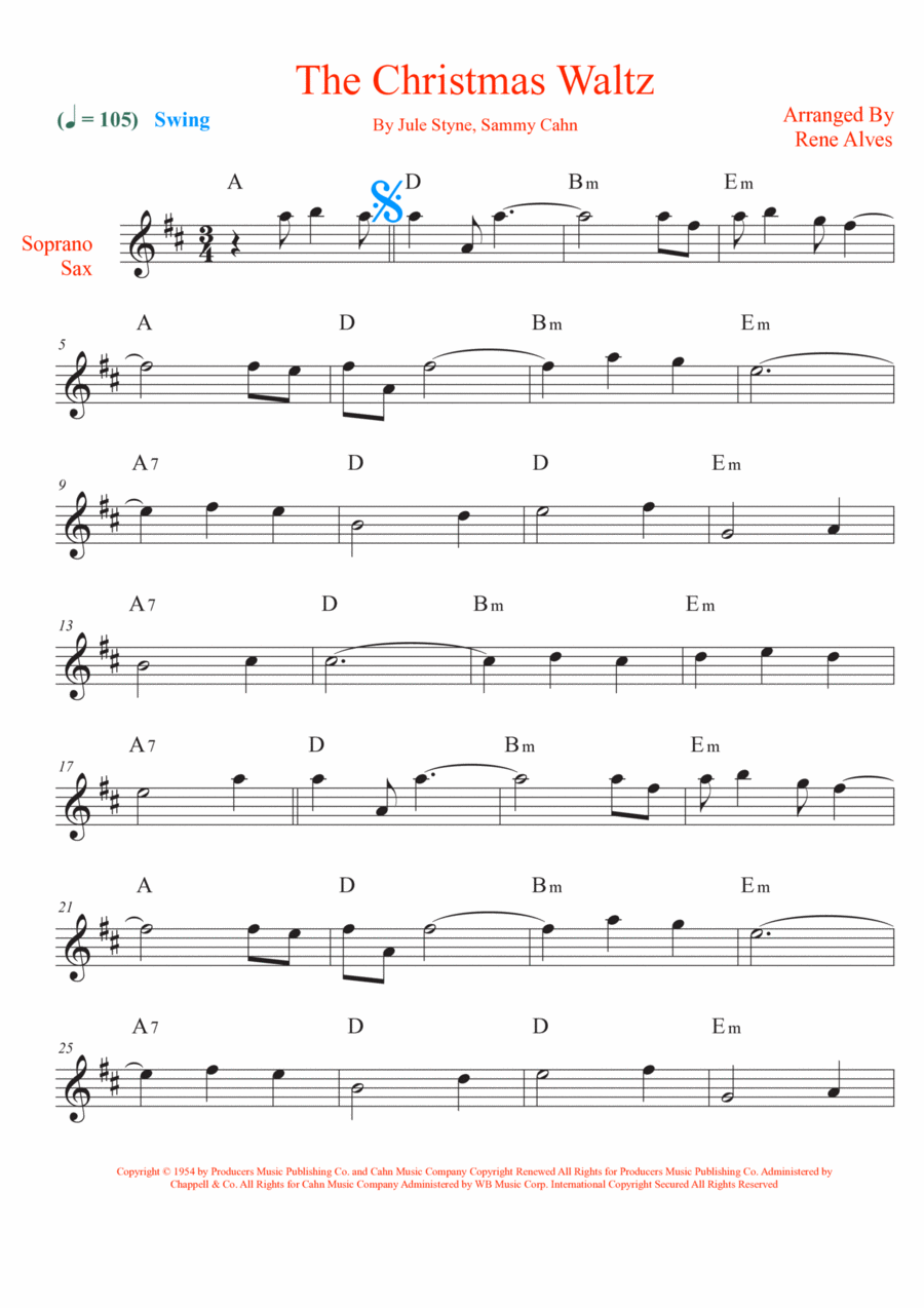 The Christmas Waltz Soprano Saxophone scores gallery preview page 1