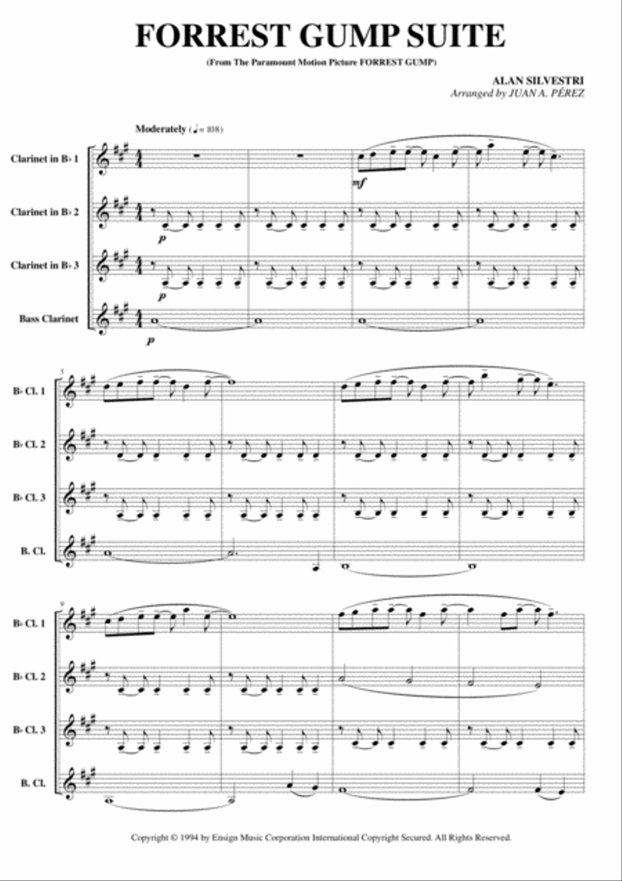 Forrest Gump Suite Clarinet Quartet scores gallery preview page 2