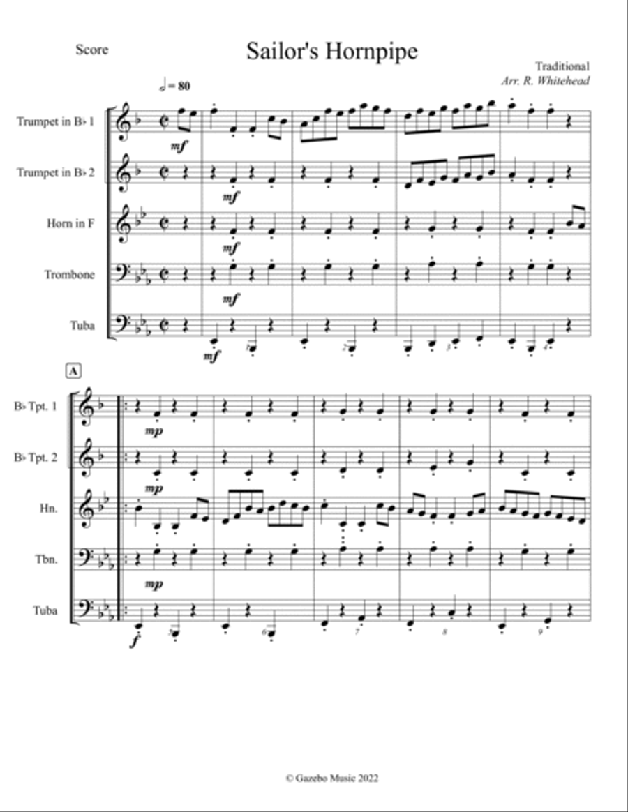 Sailor's Hornpipe Brass Ensemble scores gallery preview page 3