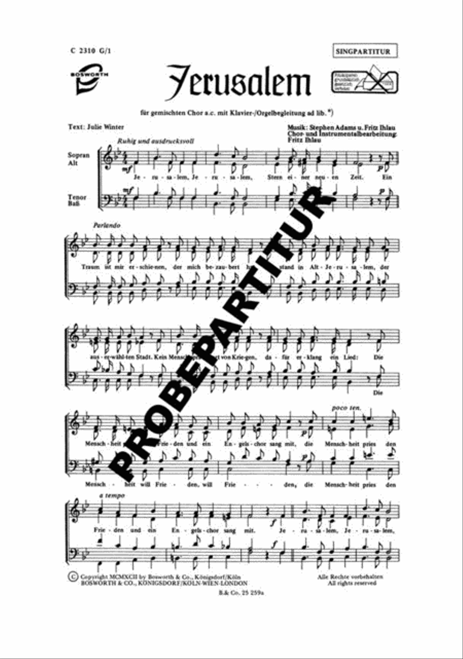 Jerusalem Mixed Choir scores gallery preview page 1