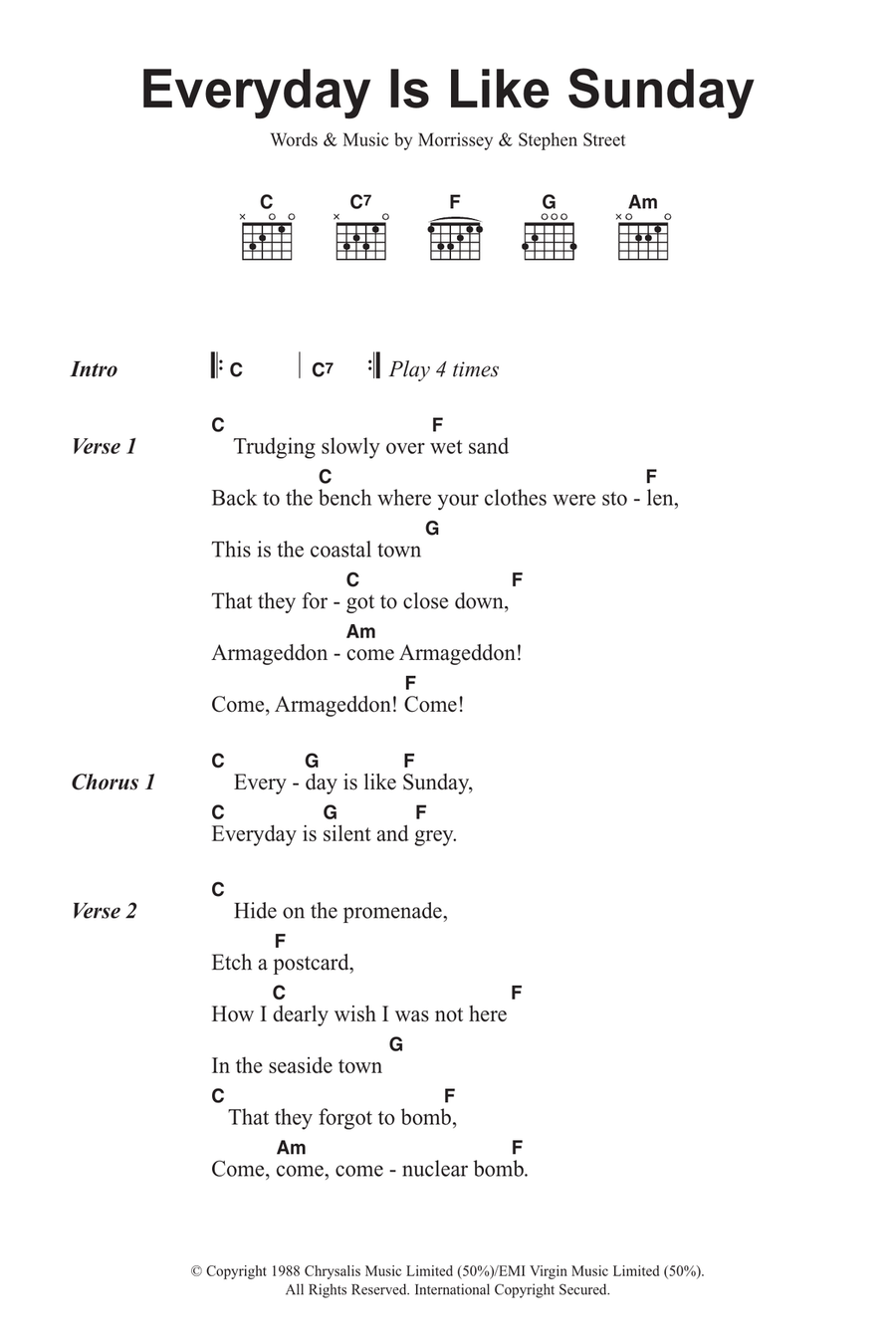 Everyday Is Like Sunday Guitar scores gallery preview page 1