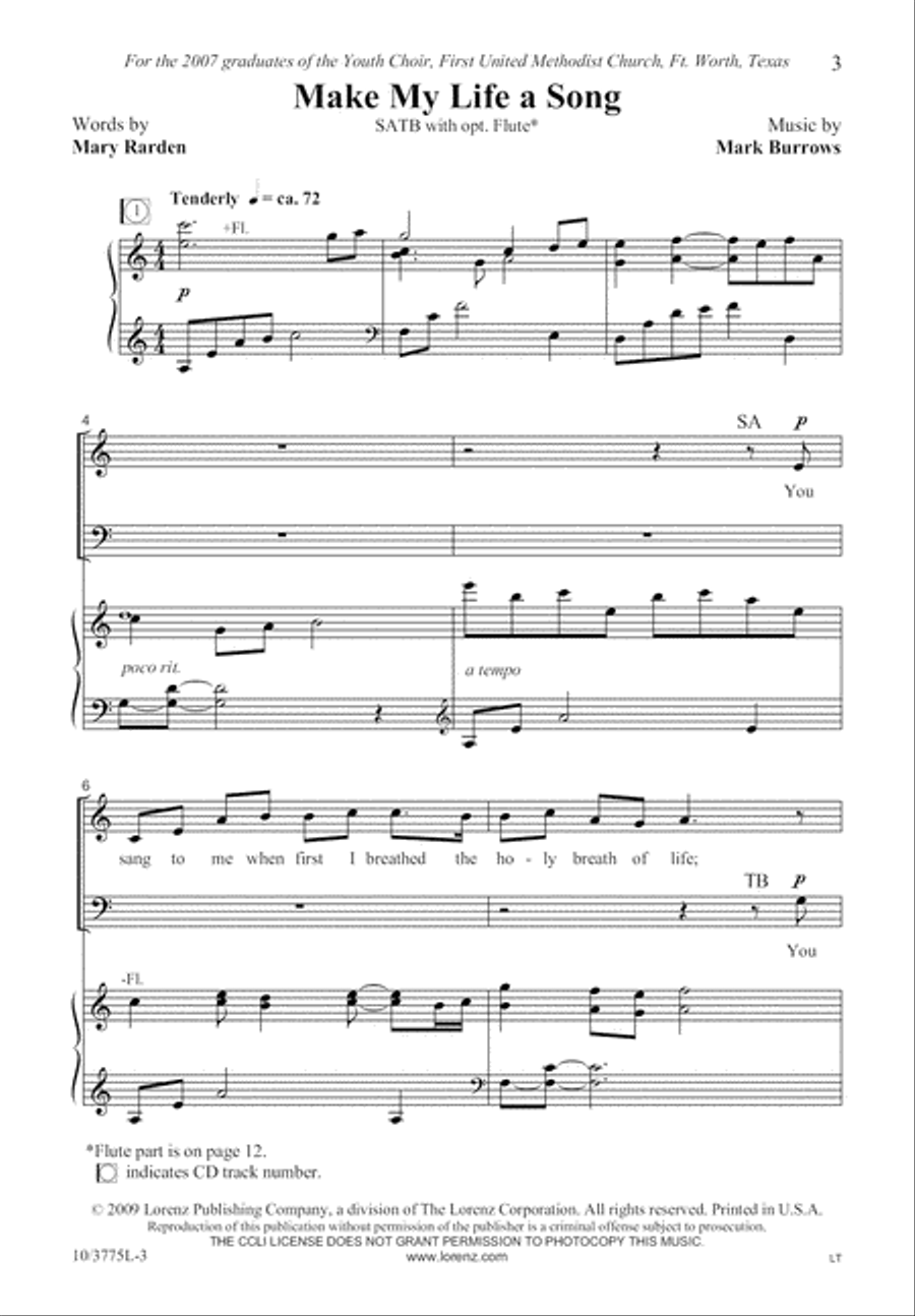 Make My Life a Song 4-Part scores gallery preview page 4