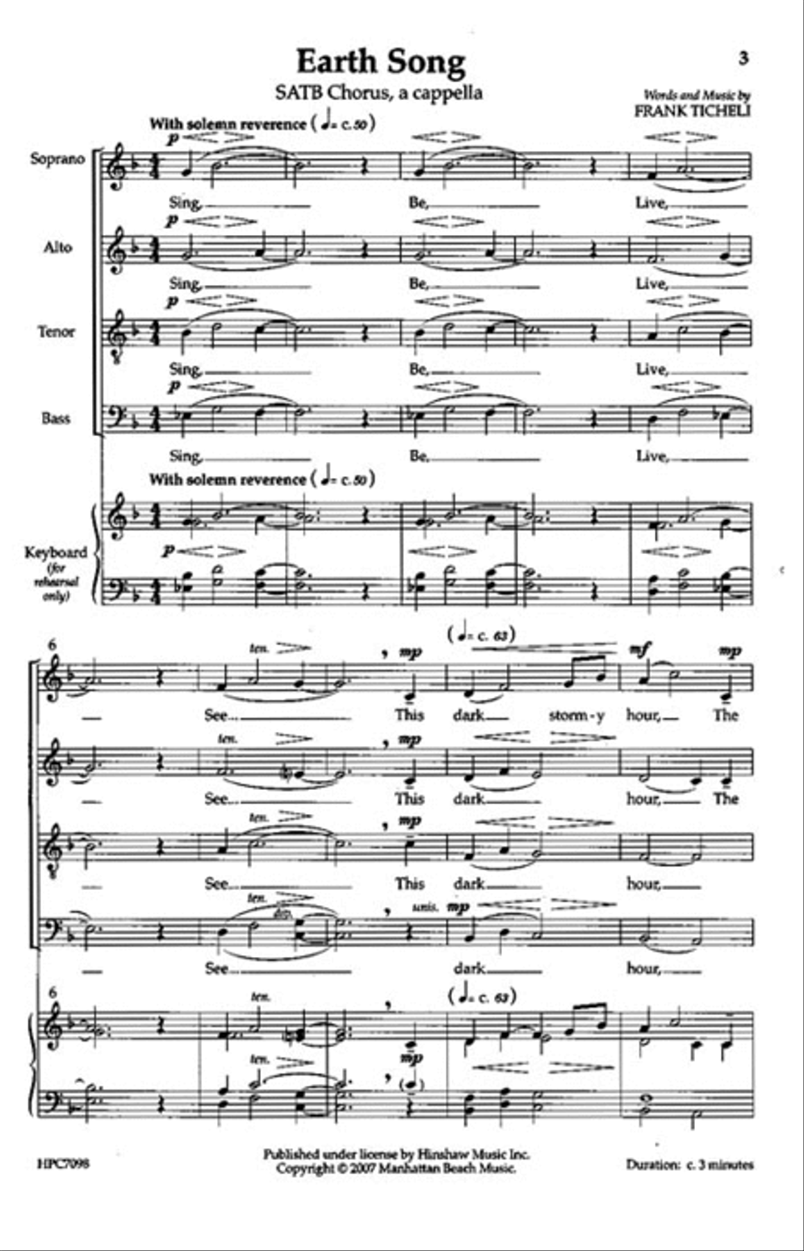 Earth Song 4-Part scores gallery preview page 2