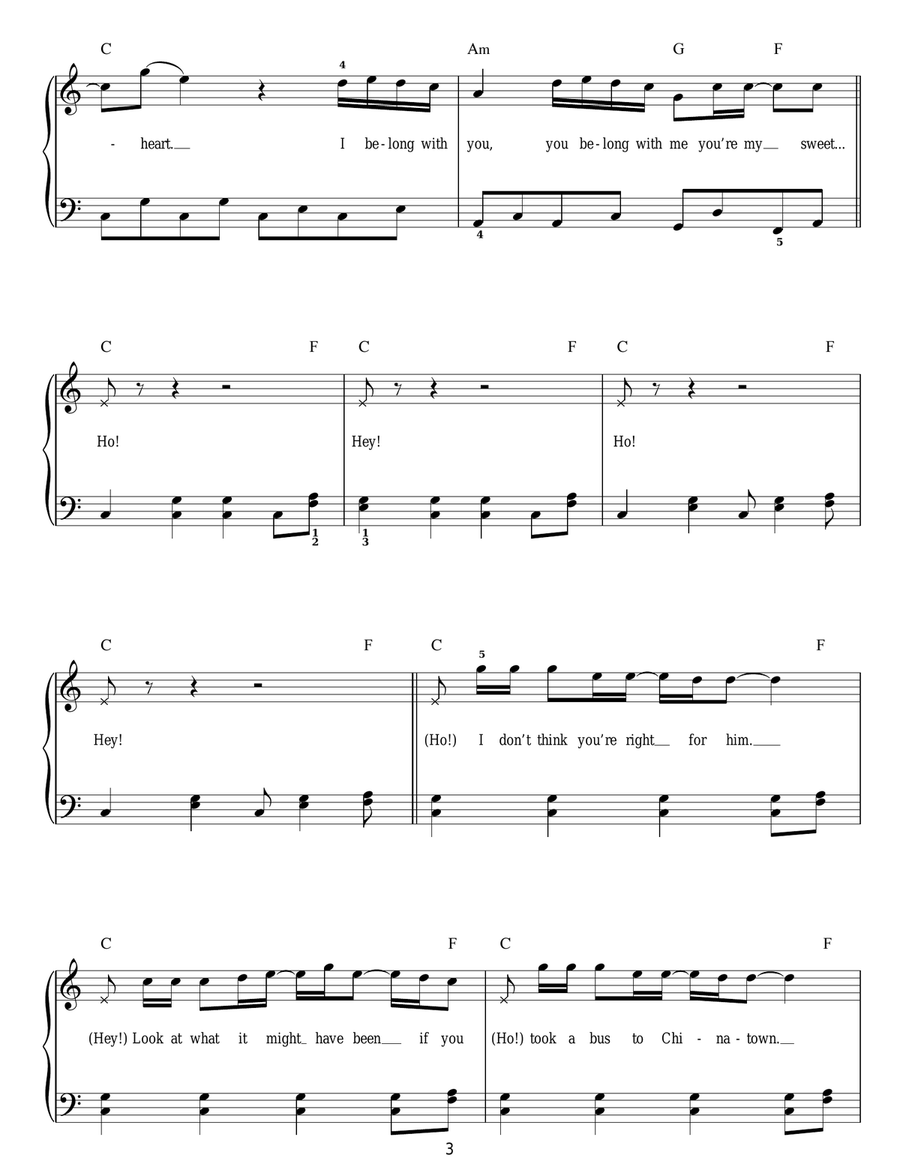 Ho Hey Easy Piano scores gallery preview page 3