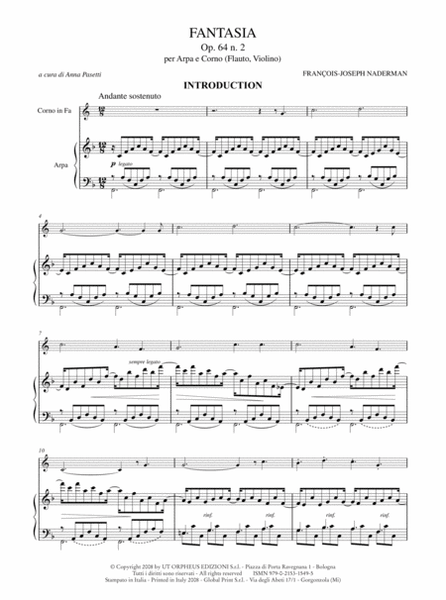 Fantasia Op. 64 No. 2 for Harp and Horn (Flute, Violin)