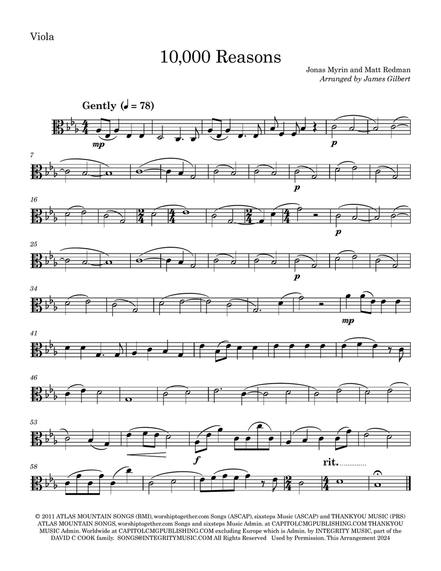 10,000 Reasons (Bless The Lord) String Quartet scores gallery preview page 1