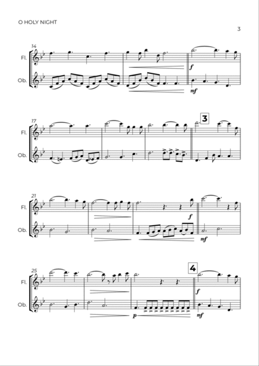 O Holy Night Woodwind Duet scores gallery preview page 3