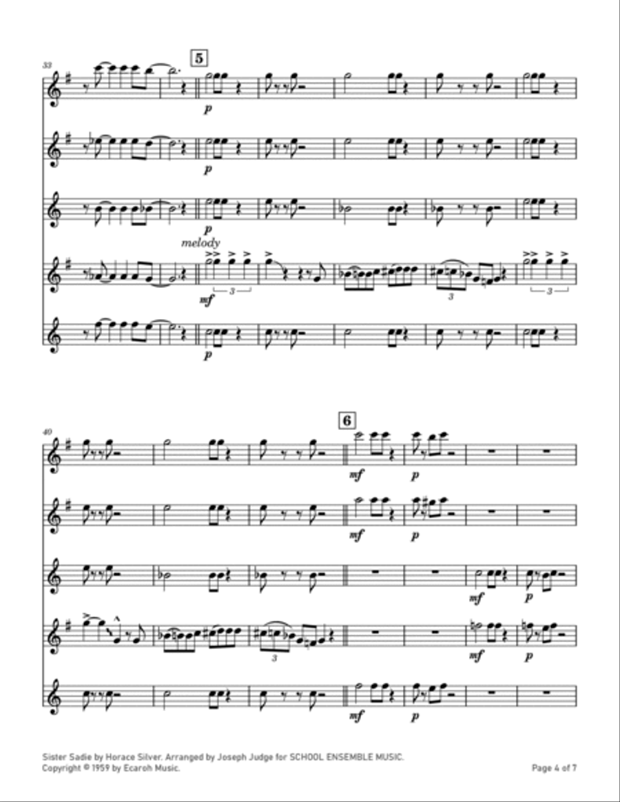Sister Sadie Saxophone Quartet scores gallery preview page 4