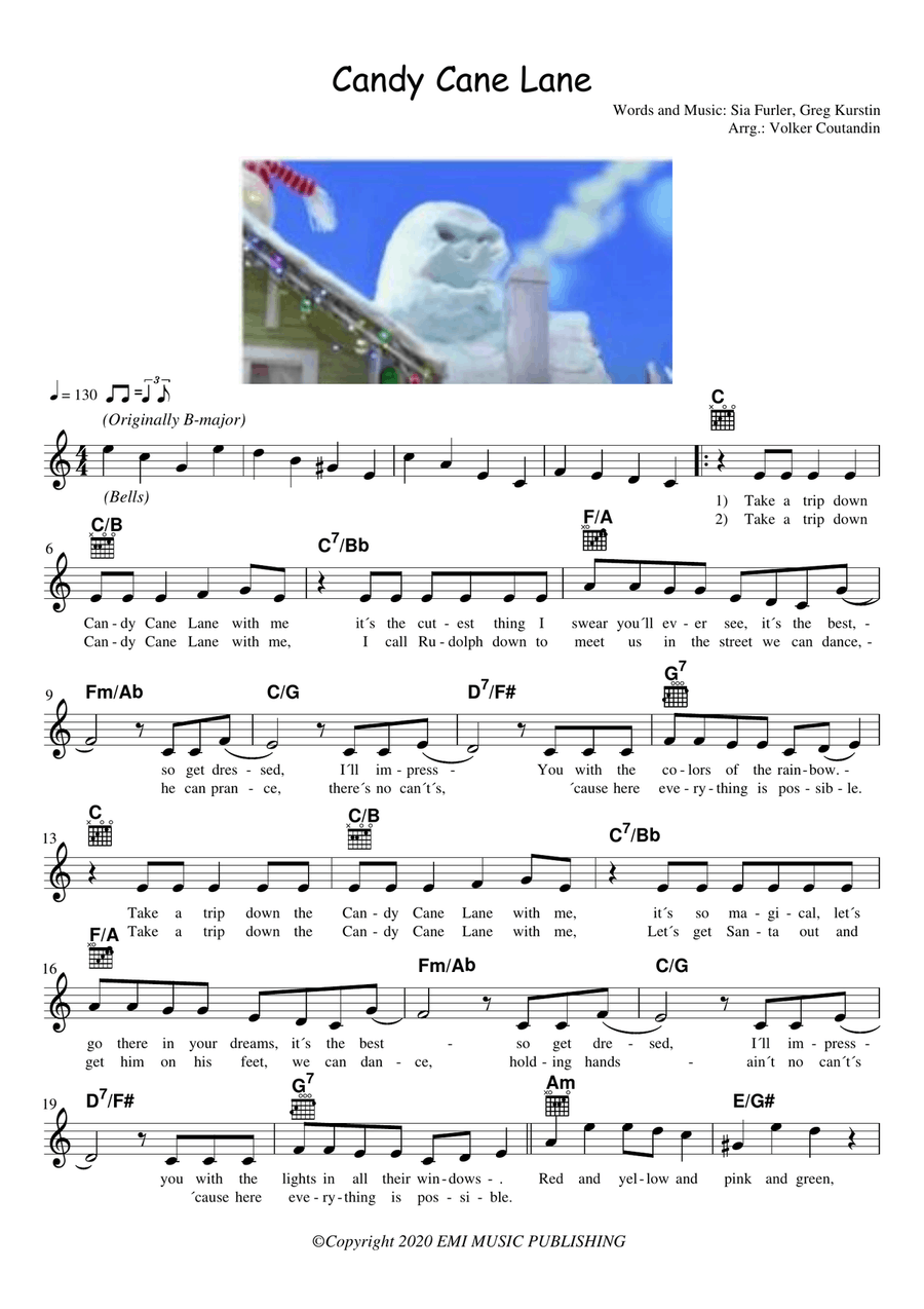 Candy Cane Lane Piano scores gallery preview page 1