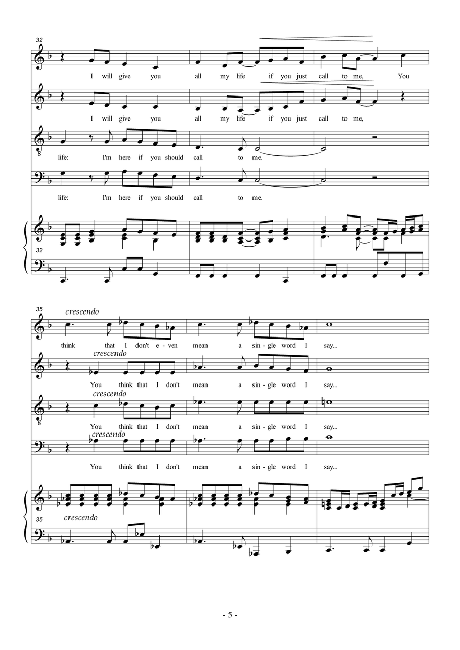 Words (arr. Paul Ayres) 4-Part scores gallery preview page 5