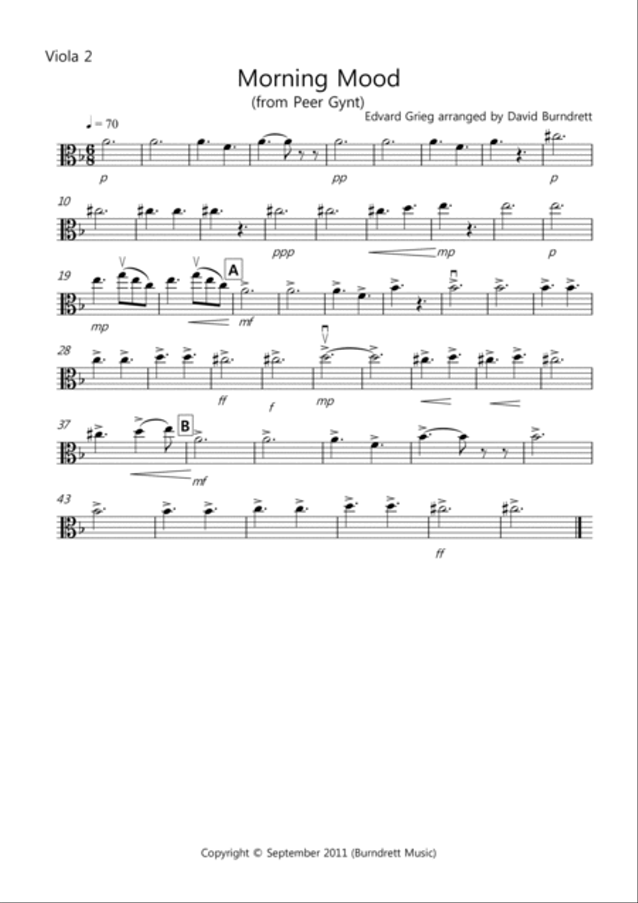 Morning Mood (from Peer Gynt) for Viola Quartet Viola Solo scores gallery preview page 4