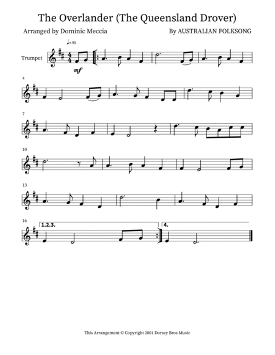 The Overlander (The Queensland Drover) Brass Duet scores gallery preview page 2