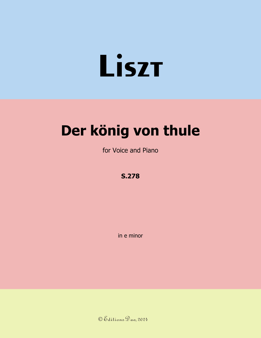 Der konig von thule, by Liszt, S.278, in e minor Voice scores gallery preview page 1