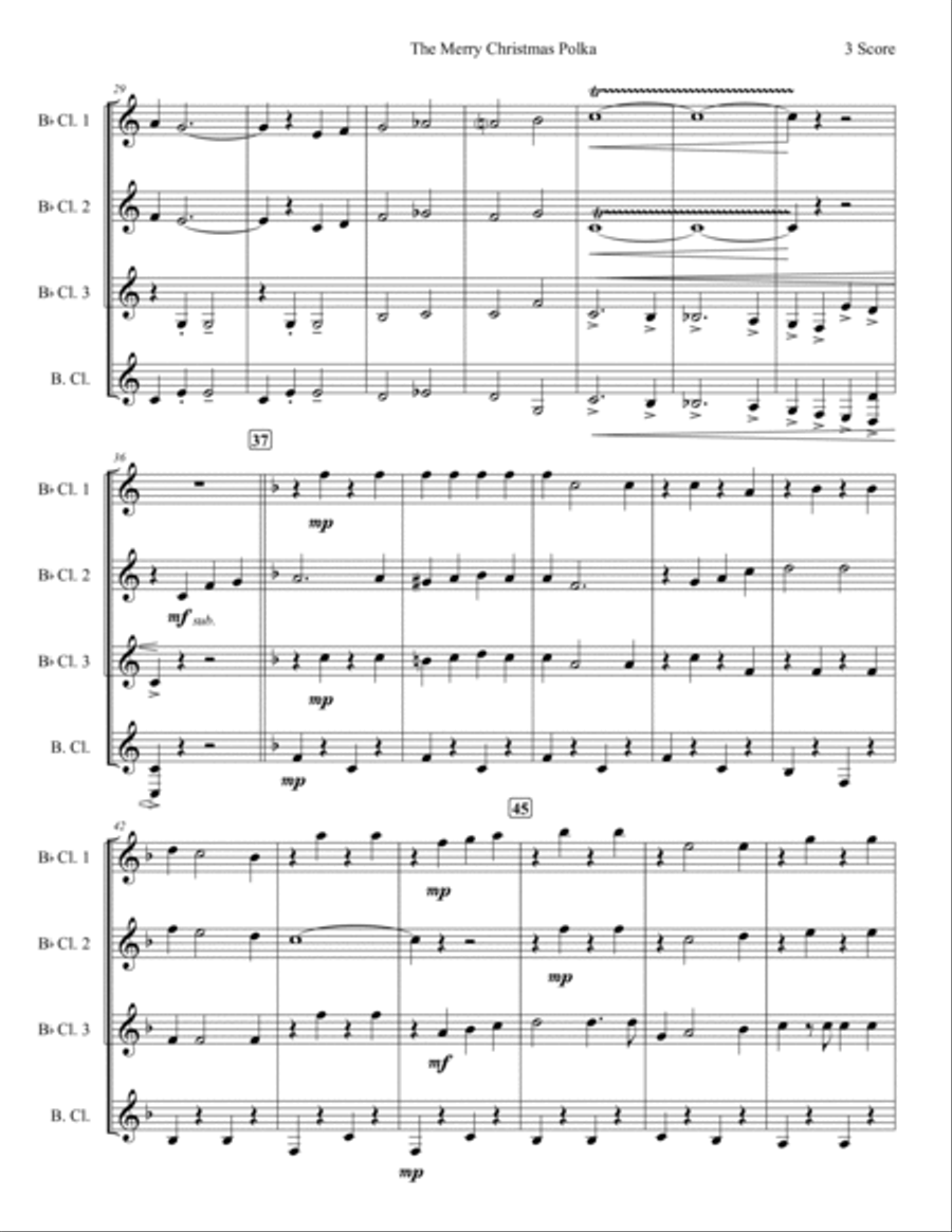 The Merry Christmas Polka Woodwind Quartet scores gallery preview page 4