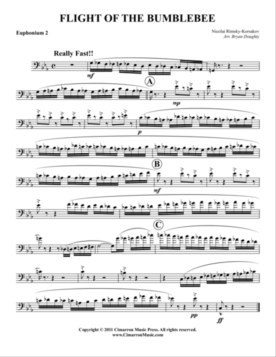 Flight of the Bumblebee Euphonium Quartet scores gallery preview page 6