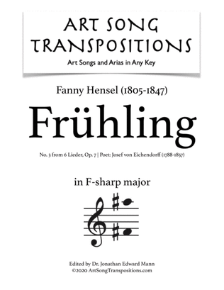Book cover for HENSEL: Frühling, Op. 7 no. 3 (transposed to F-sharp major)