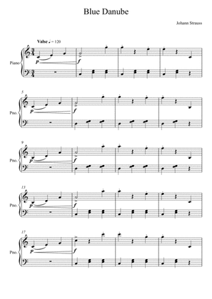 Johann Strauss - Blue Danube (Piano Solo) Very Easy Version