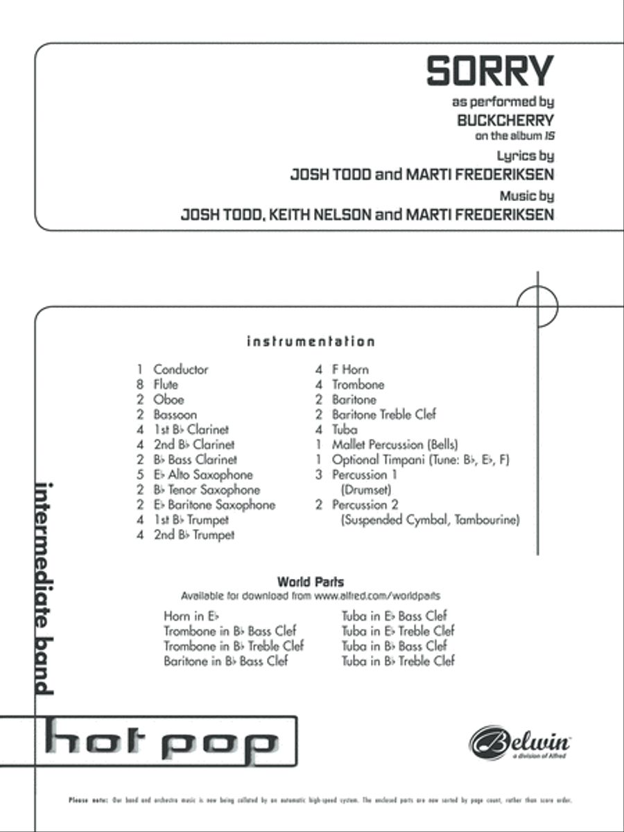 Sorry: Score Concert Band scores gallery preview page 1