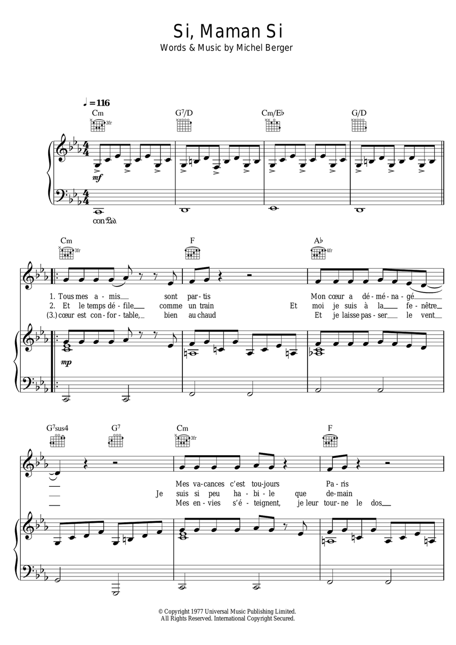 Si, Maman Si Si, Maman Si Piano, Vocal scores gallery preview page 1