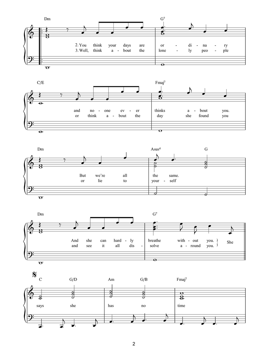 She Has No Time Piano Solo scores gallery preview page 2