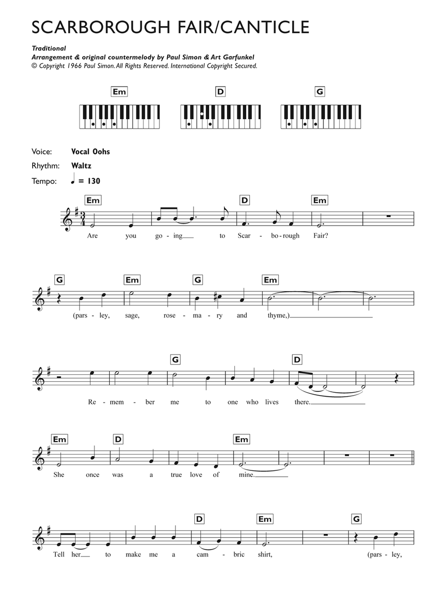 Scarborough Fair/Canticle Piano scores gallery preview page 1