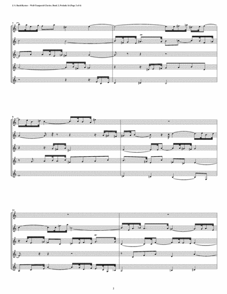 Prelude 16 from Well-Tempered Clavier, Book 2 (Clarinet Quintet) image number null