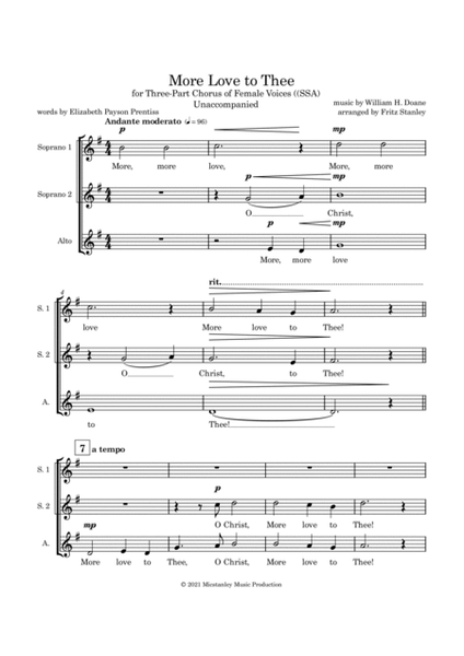 More Love to Thee - SSA A Cappella image number null