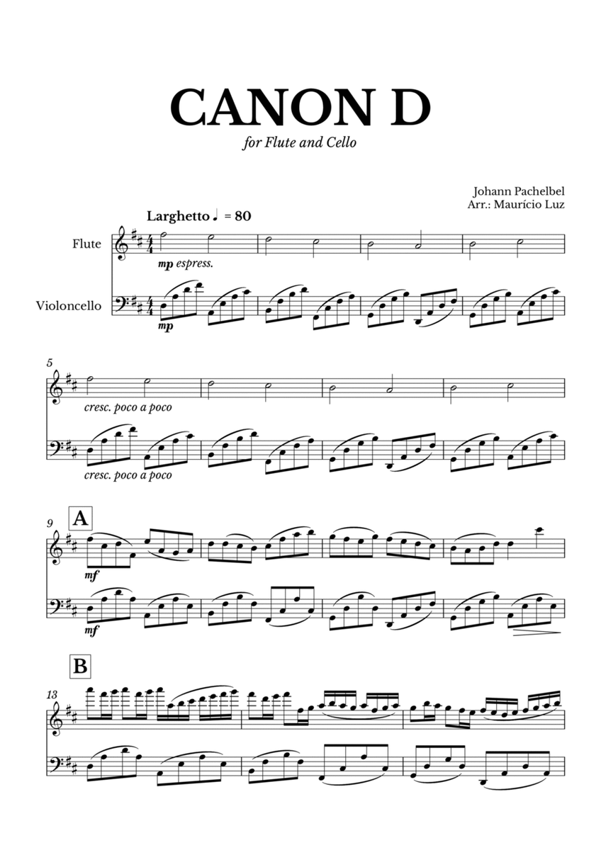 Canon in D for Flute and Cello image number null