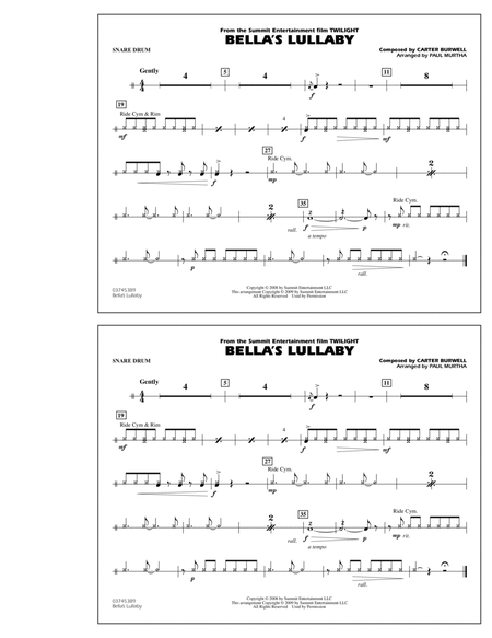Bella's Lullaby (from "Twilight") - Snare Drum