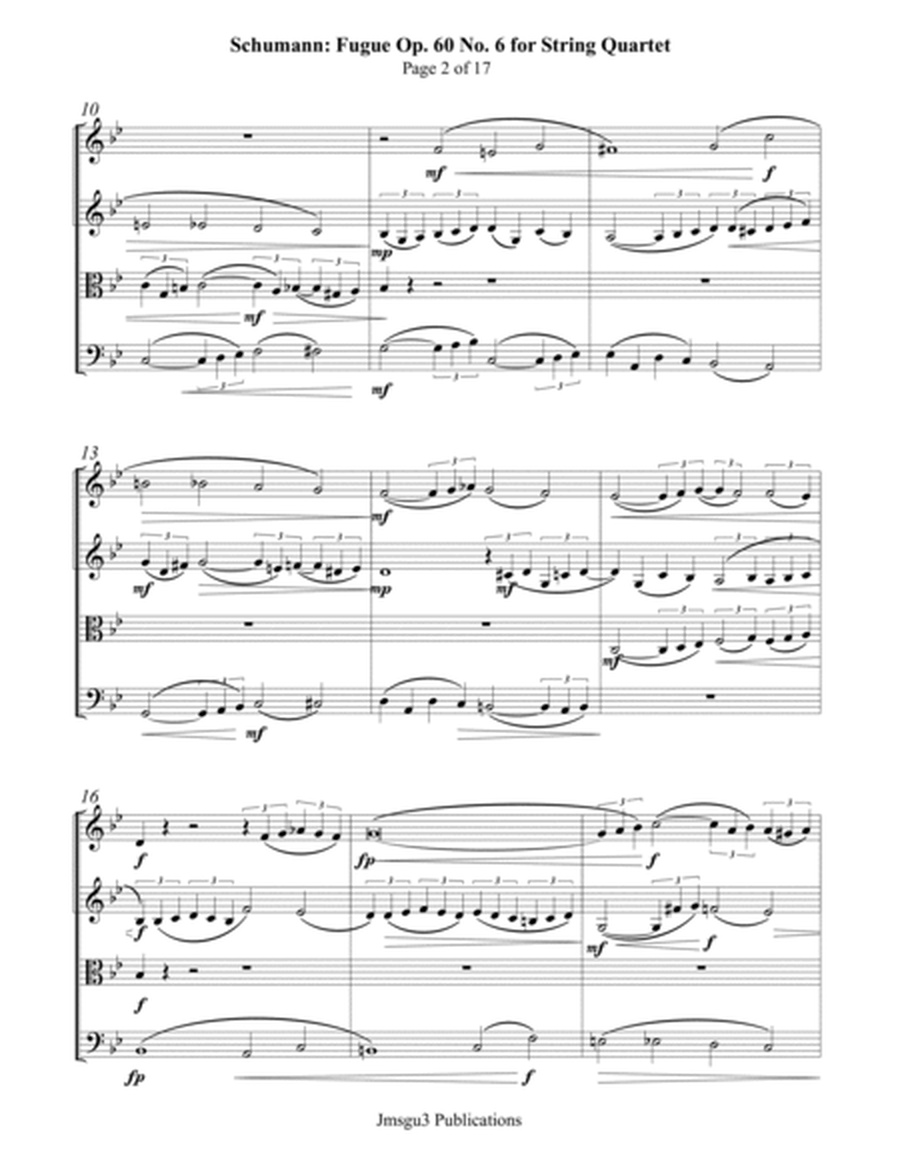Schumann: Fugue 6 from Six Fugues on BACH Op. 60 for String Quartet image number null