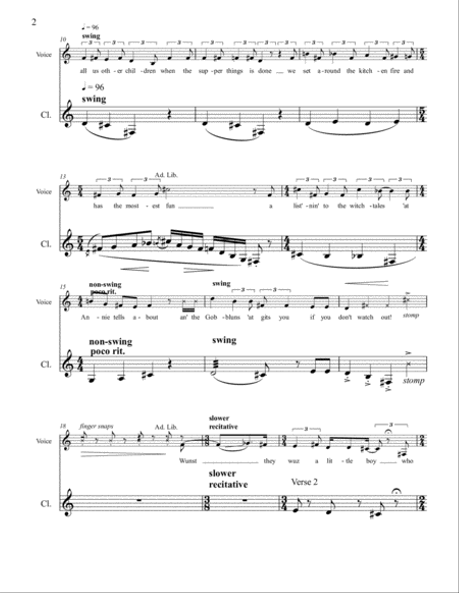 Little Orphant Annie clarinet part in Bb Voice scores gallery preview page 2