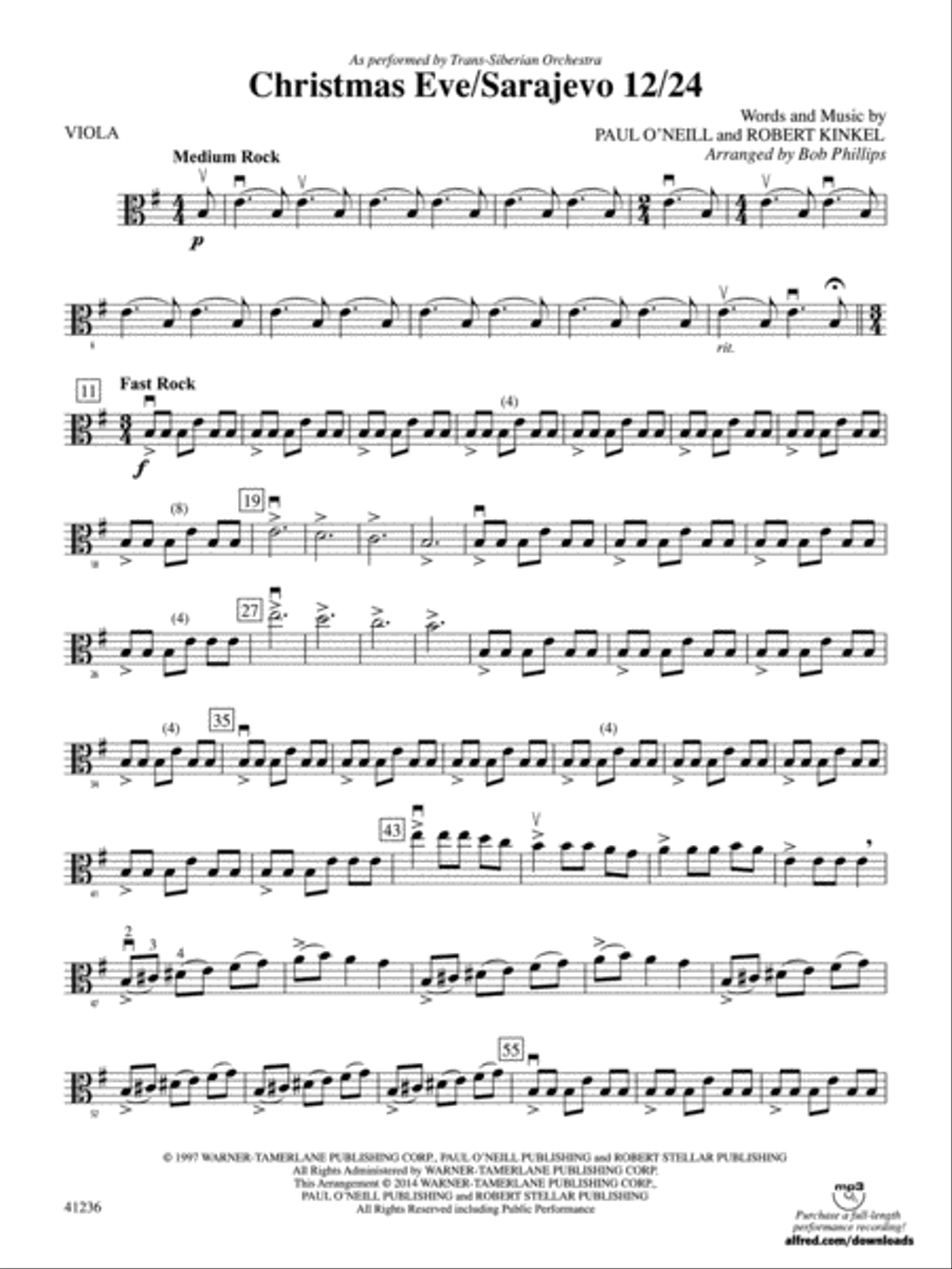 Christmas Eve/Sarajevo 12/24 Viola by TransSiberian Orchestra Full