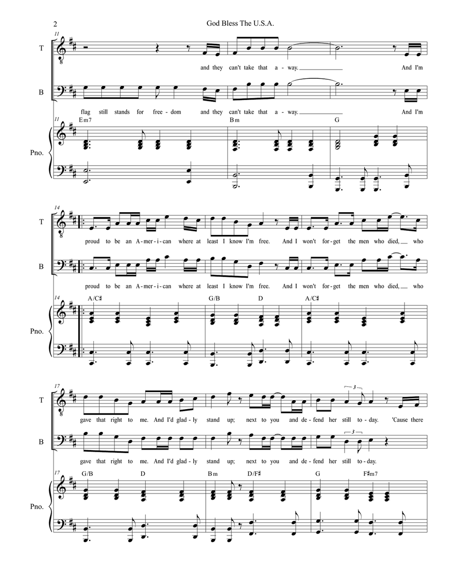 God Bless The U.S.A. TB scores gallery preview page 2