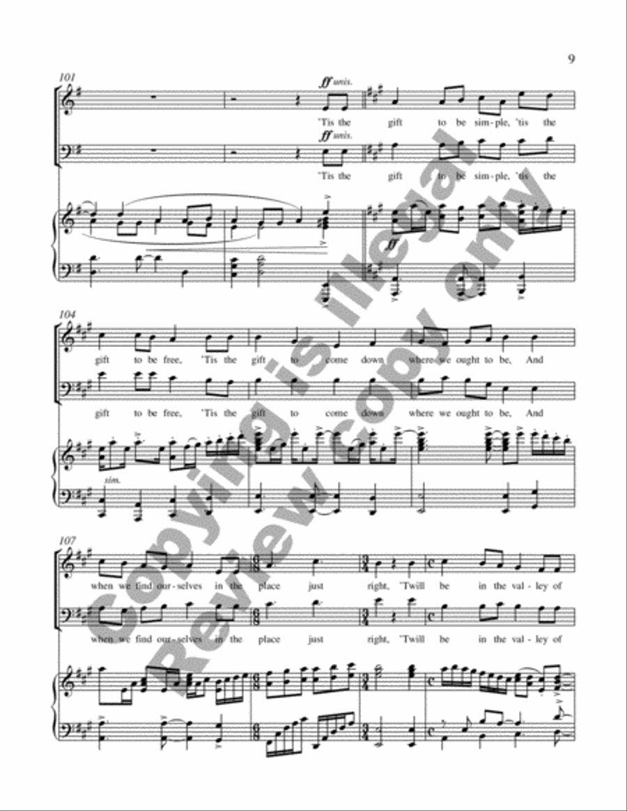 Simple Gifts 4-Part scores gallery preview page 8